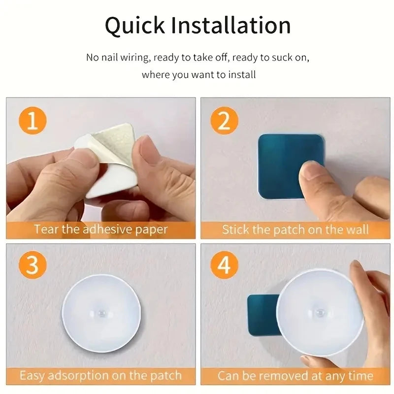 1Pc Motion Sensor Night Light - Wireless LED Detector Lamp for Bedroom, Staircase, Closet, and Room Decor-