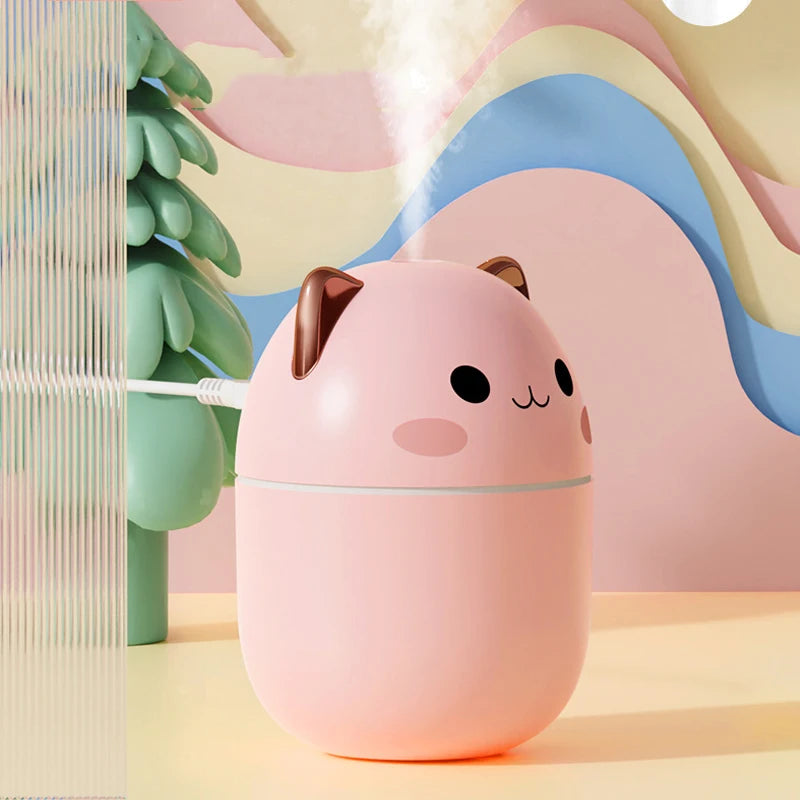 Portable 200Ml Air Humidifier Cute Kawaii Aroma Diffuser with Night Light Cool Mist for Bedroom Home Car Purifier Humificador